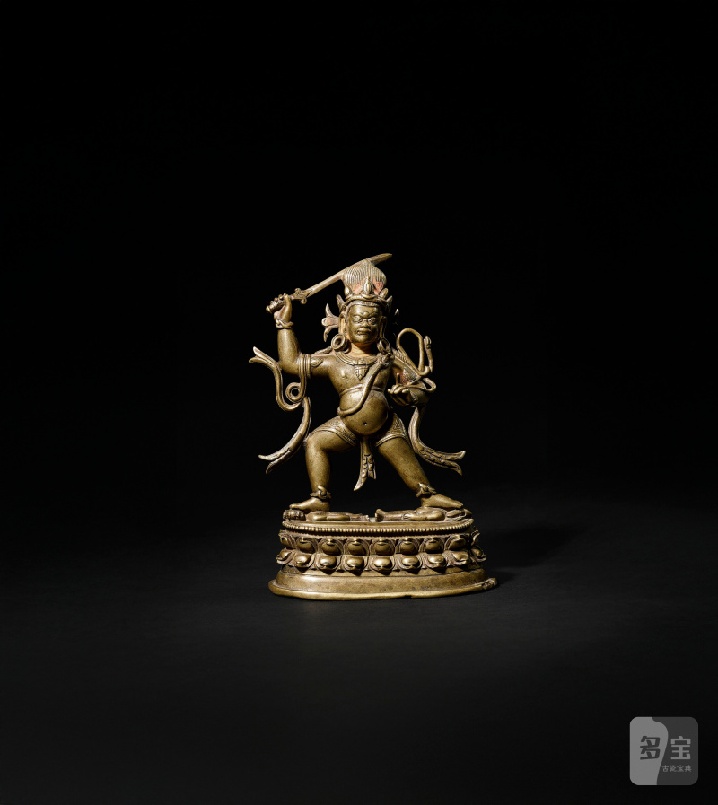 STATUE D'ACALA EN BRONZE DORÉ  TIBET, XIIIE-XIVE SIÈCLE